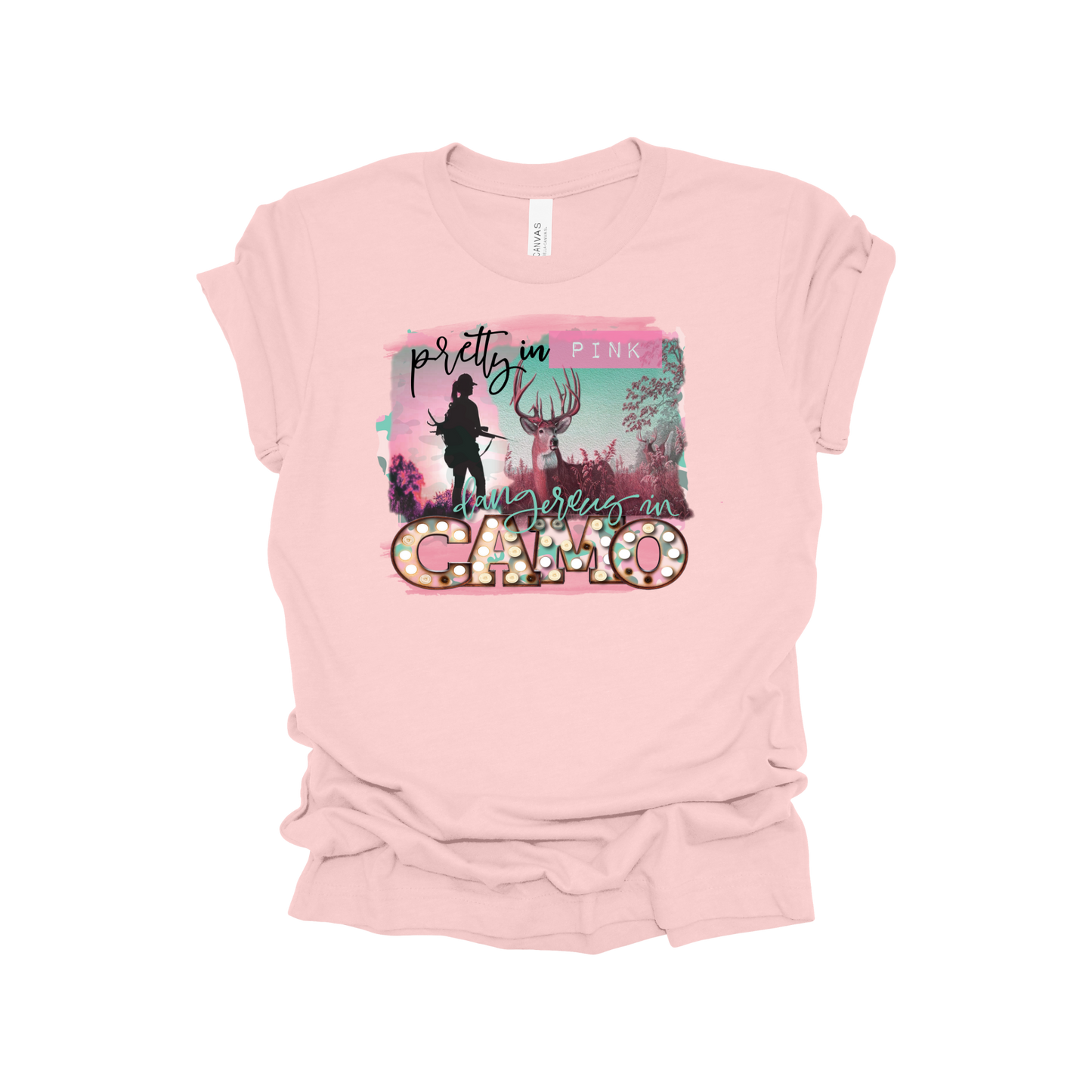 Pretty in Pink, Dangerous in Camo T shirt